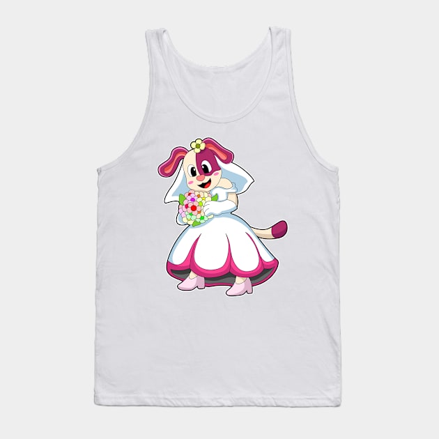 Dog as Bride with Wedding dress & Flowers Tank Top by Markus Schnabel